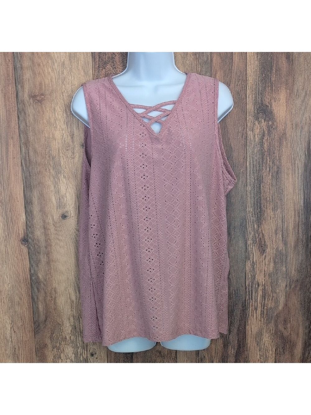 Mauve Sleeveless Breathable Flowy Tank Top 2XL 623Q